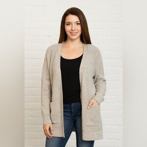 Fat Face Cotton Blend Chinky Knit Cardigan Sweater Oatmeal Beige, size 10